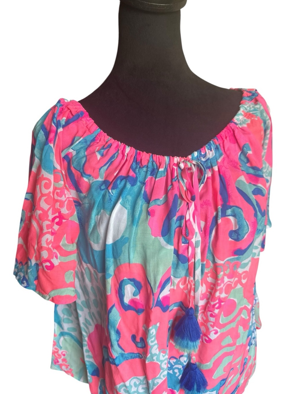 Lilly Pulitzer Sain Off-Shoulder Top – Coral Reef “I’m So Jelly” Small – NWT - Picture 2 of 12